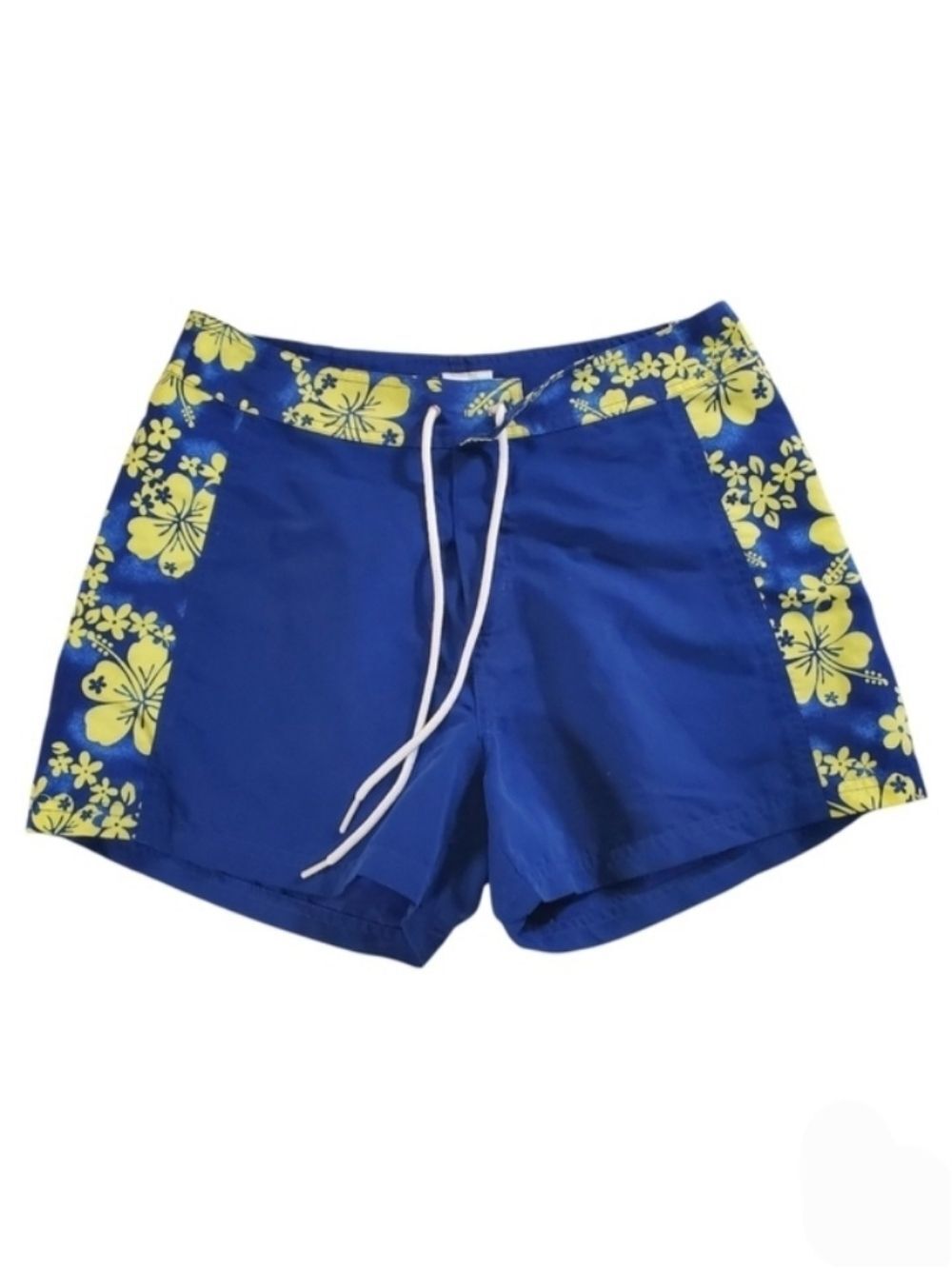 2082 * Sideout Hibisucs Print Board Shorts Blue Yellow Size 9 Vintage Y2K 90s